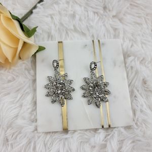 Floral Dangle Elegant Rhinestone Silver earrings